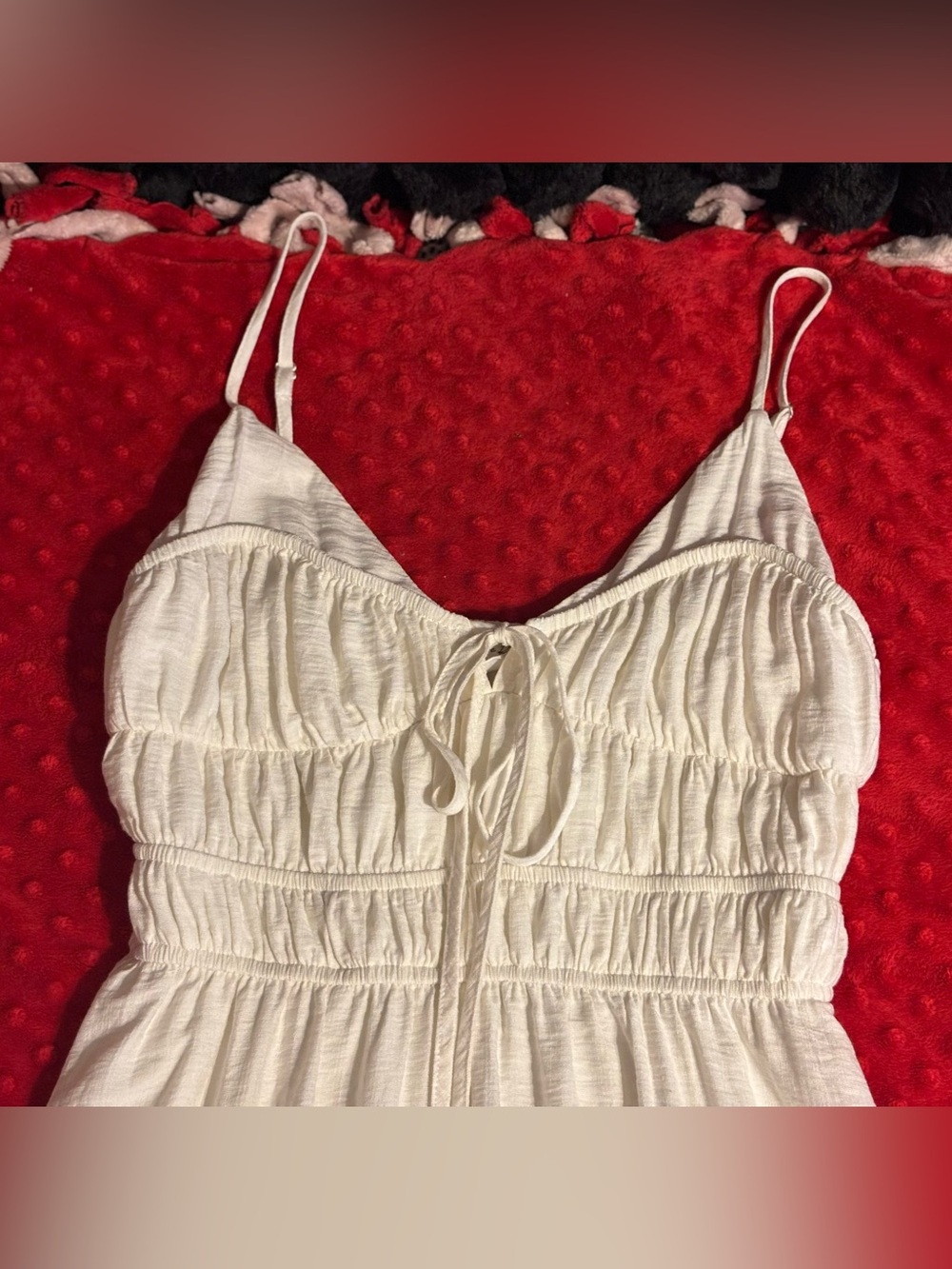 White Smocked Bodice Spaghetti-Strap Maxi Dress NWOT - Picture 5 of 13